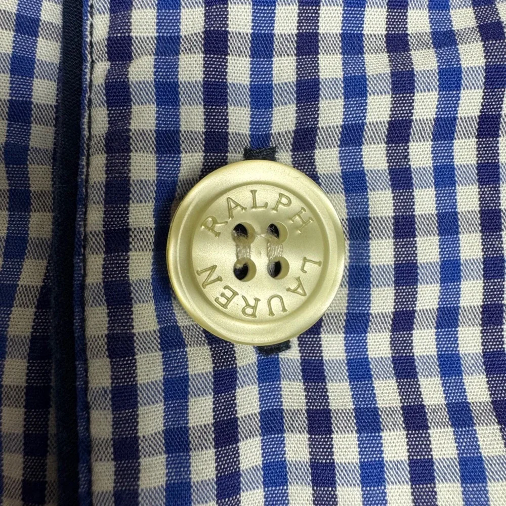 Polo Ralph Lauren Pajama Top‎ Mens Large Blue Gingham Cotton Sleep Shirt Pocket